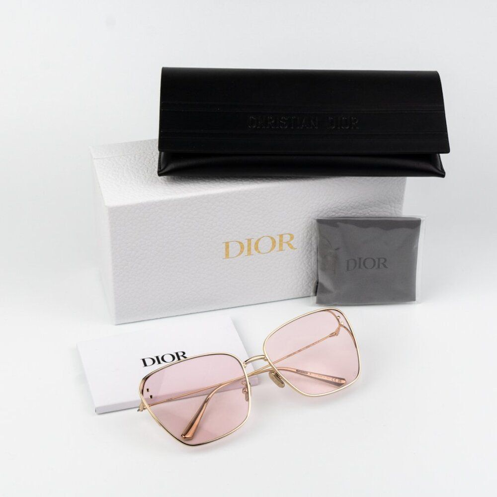 Dior MISDIOR B2U Women Sunglasses Gold Pink Butterfly CD40095U 10Y BRAND NEW - Picture 13 of 14